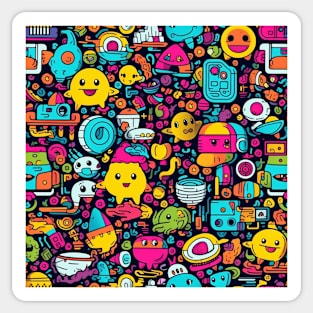 Cute Colorful Monsters and Creatures Pattern Sticker